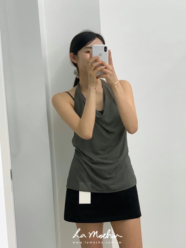 一片式垂墜綁帶薄紗背心